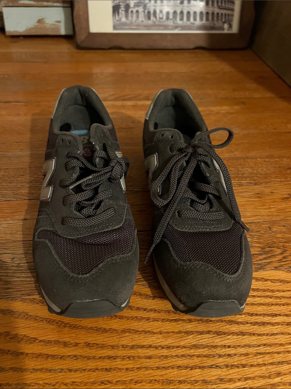 New Balance 373 women Suede Mesh Charcoal Grey Purple Sneaker Shoes Size 6